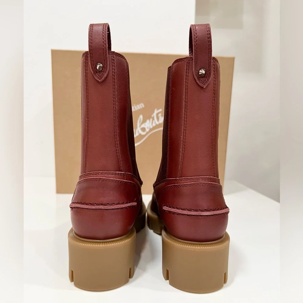 Christian Louboutin Glorina Bourbon Leather Chelsea Boots calf shoes - Picture 6 of 11